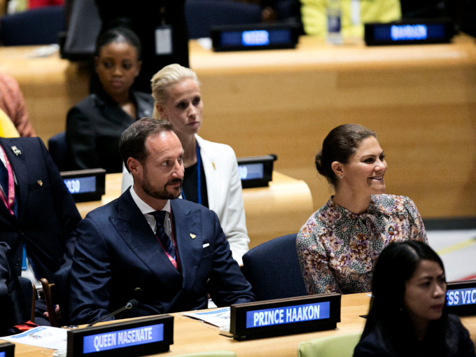 Crown Prince Haakon and Crown Princess Victoria of Sweden at the launch of the UN Youth Strategy. Photo: Pontus Höök / NTB scanpix. 